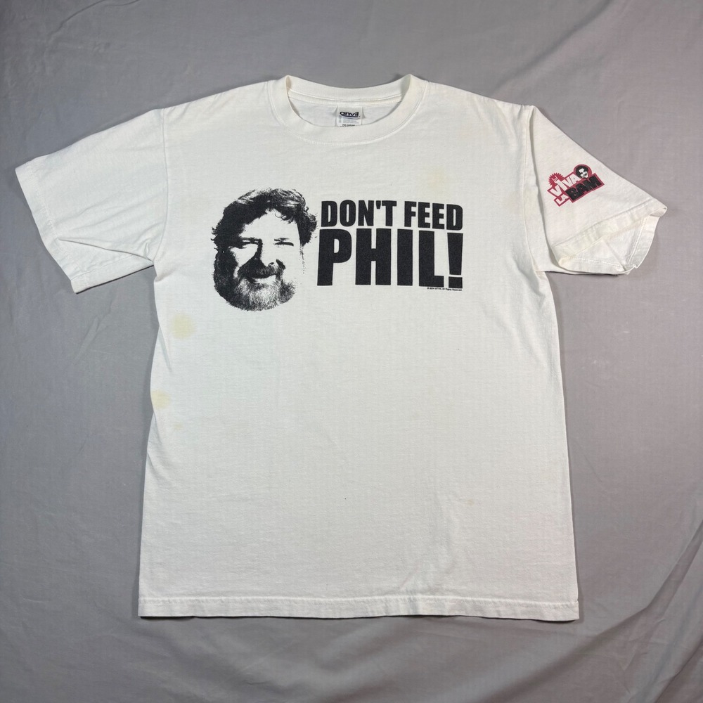 Vintage 2004 Viva La Bam Don't Feed Phil T-Shirt Mens M White MTV Jackass Y2K